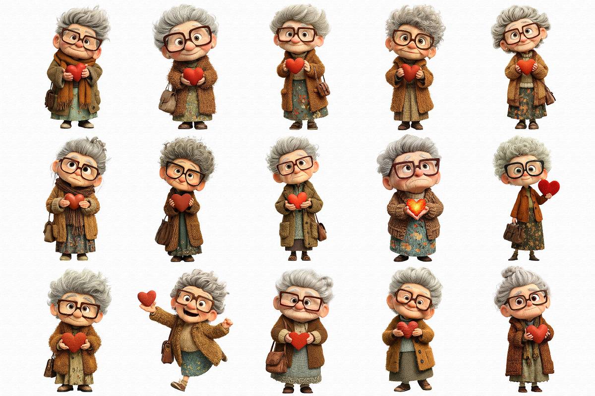 Whimsical Grandma Holding Heart Clip, an Illustration by Libby Wishes (Photo 7 of 7)