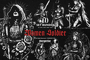 10 Bundle Dark Art Women Soldier, an Illustration by Morspective (Thumbnail 1 of 7)