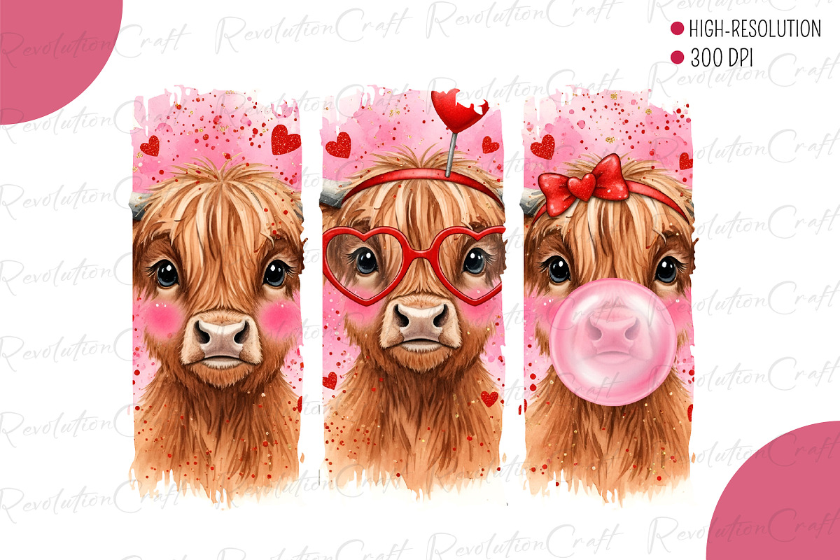 Valentine Highland Cow Brushstroke P, an Illustration by OK Design (Photo 1 of 4)