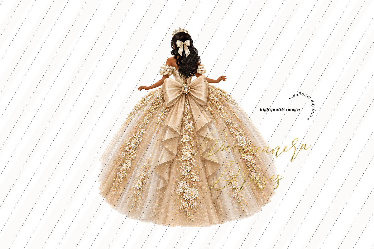 Champagne Tan skin Princess Clipart, a Person Illustration by Sunflower Day Love (Photo 3 of 3)