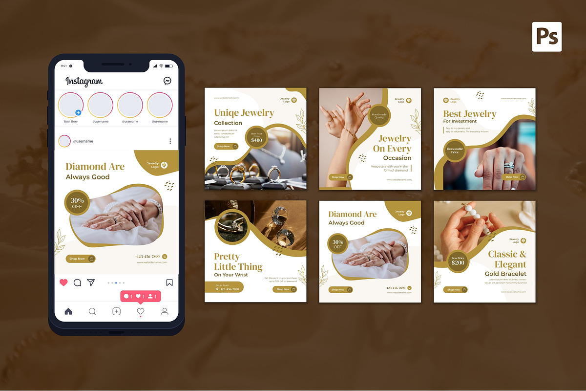 Jewellery Sale Instagram Post, a Social Media Template by CavenArt (Photo 3 of 5)