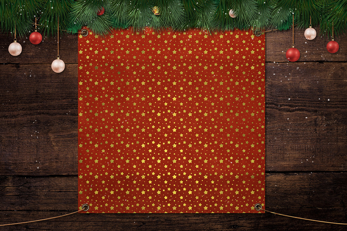 12 Christmas Red Gold Digital Papers, a Background Graphic by Orange Fox (Photo 4 of 6)