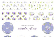 Watercolor hares and flowers, an Illustration by BrushArtDesigns (Thumbnail 4 of 5)