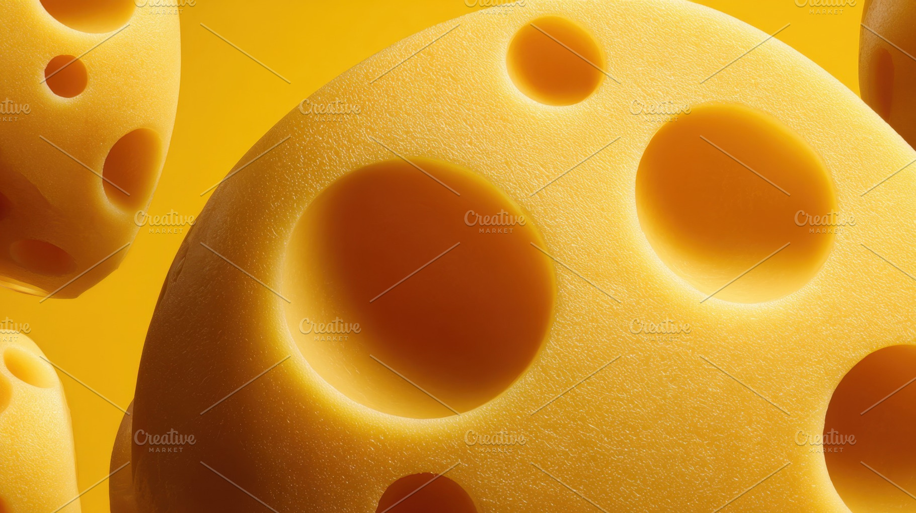 Holey cheese on yellow, a Photo by Beautiful things