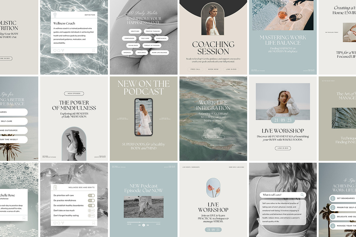 Wellness Instagram Templates, a Social Media Template by Studio Loire (Photo 3 of 8)