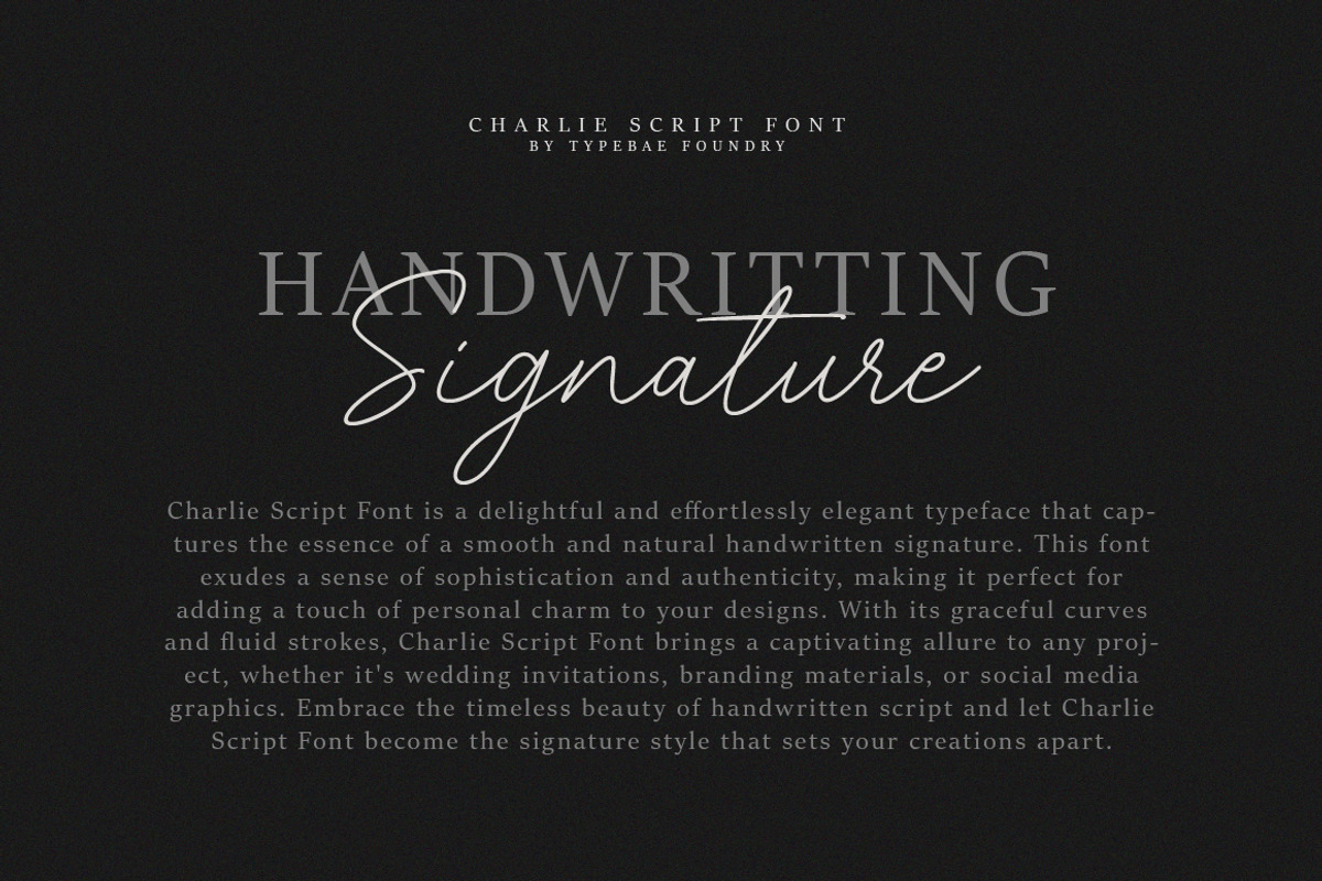 Charlie Script Font, a Script Font by Typebae (Photo 2 of 10)
