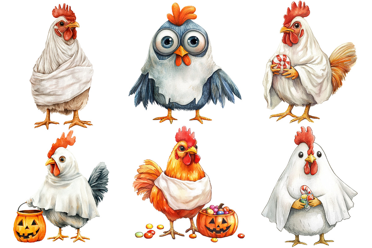 Halloween Rooster Ghost Clipart, an Illustration by Designworld (Photo 3 of 5)