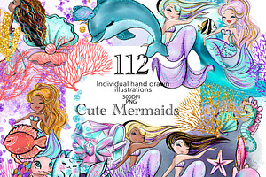 Underwater Little Mermaid Clipart, an Object Graphic by HabitusDesigns