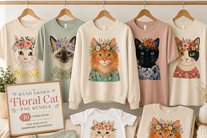 Floral cat clipart, an Object Illustration by HeavensStar