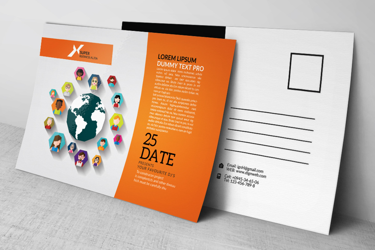Social Network Business Postcard, a Card Template by Business Flyers