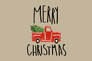Christmas vintage retro truck., an Object Illustration by DeShoff Art (Thumbnail 1 of 2)