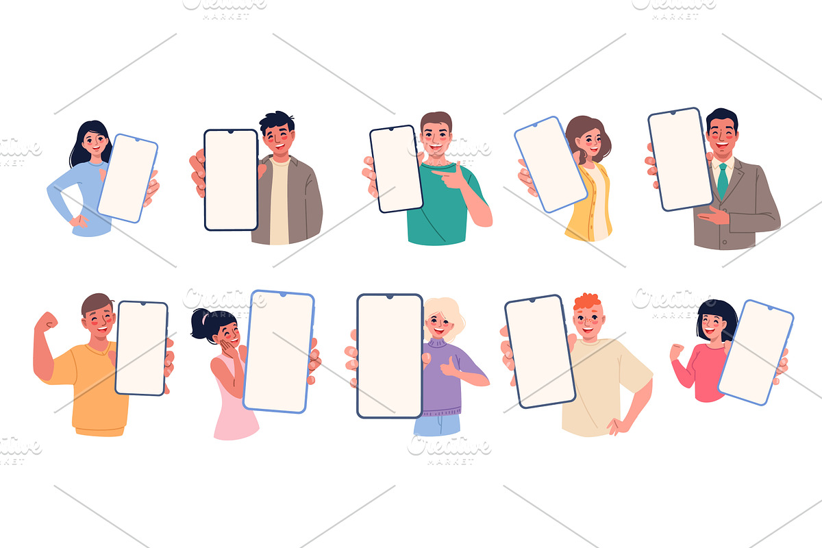 People showing mobile phones, a Technology Illustration by YummyBuum