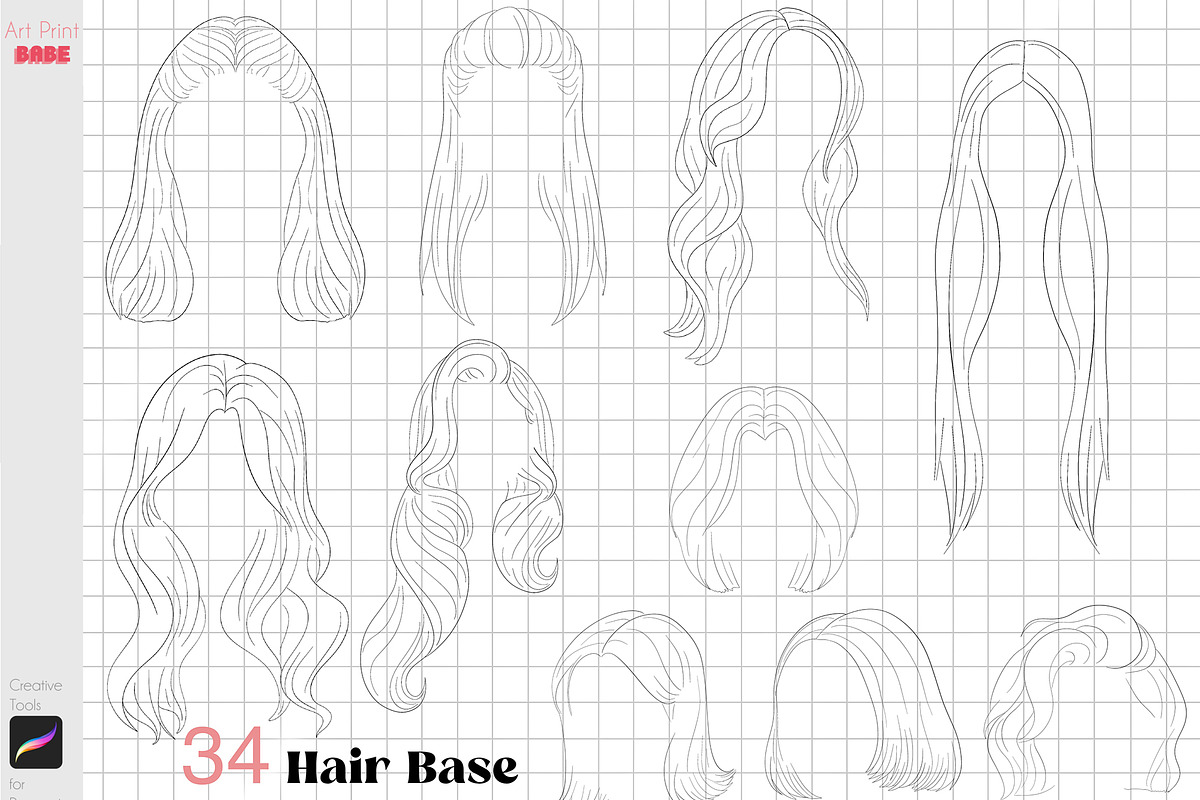 Procreate Hair Styles Anime Chibi, a Brush Add-On by ArtPrintBabe (Photo 5 of 14)