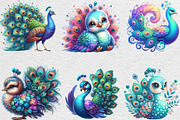Cute Adorable Peacock Clipart, an Illustration by Black Bird Studio (Thumbnail 4 of 4)