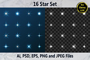 16 Star Set, an Object Graphic by Elena Lux (Thumbnail 1 of 2)