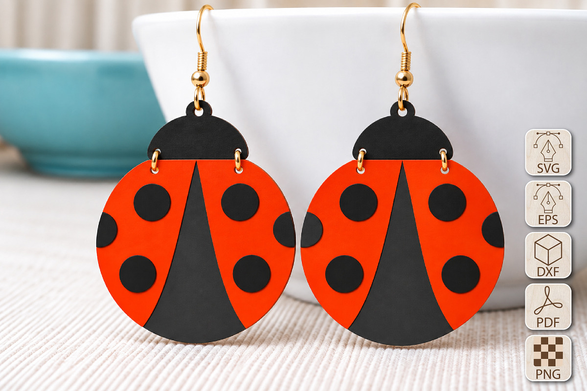 Ladybug Earrings Laser Cut SVG, an Object Graphic by Canvas Craft (Photo 1 of 3)
