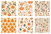 Pumpkin Floral Thanksgiving Patterns, a Texture Illustration by Dream Creation (Thumbnail 4 of 5)