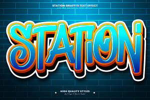 Station Graffiti Vector Text Effect