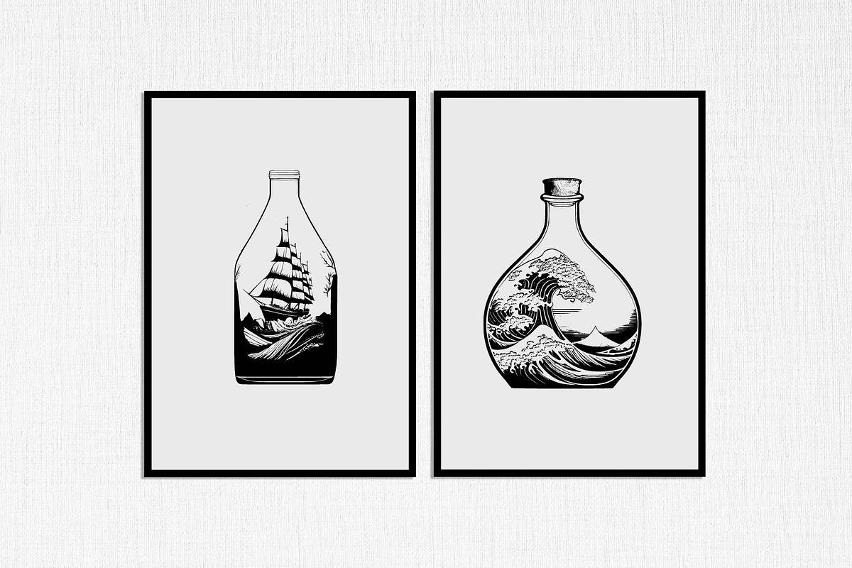 sailboat in bottle stencil v4, a Decorative Illustration by TaKong Magics (Photo 5 of 5)
