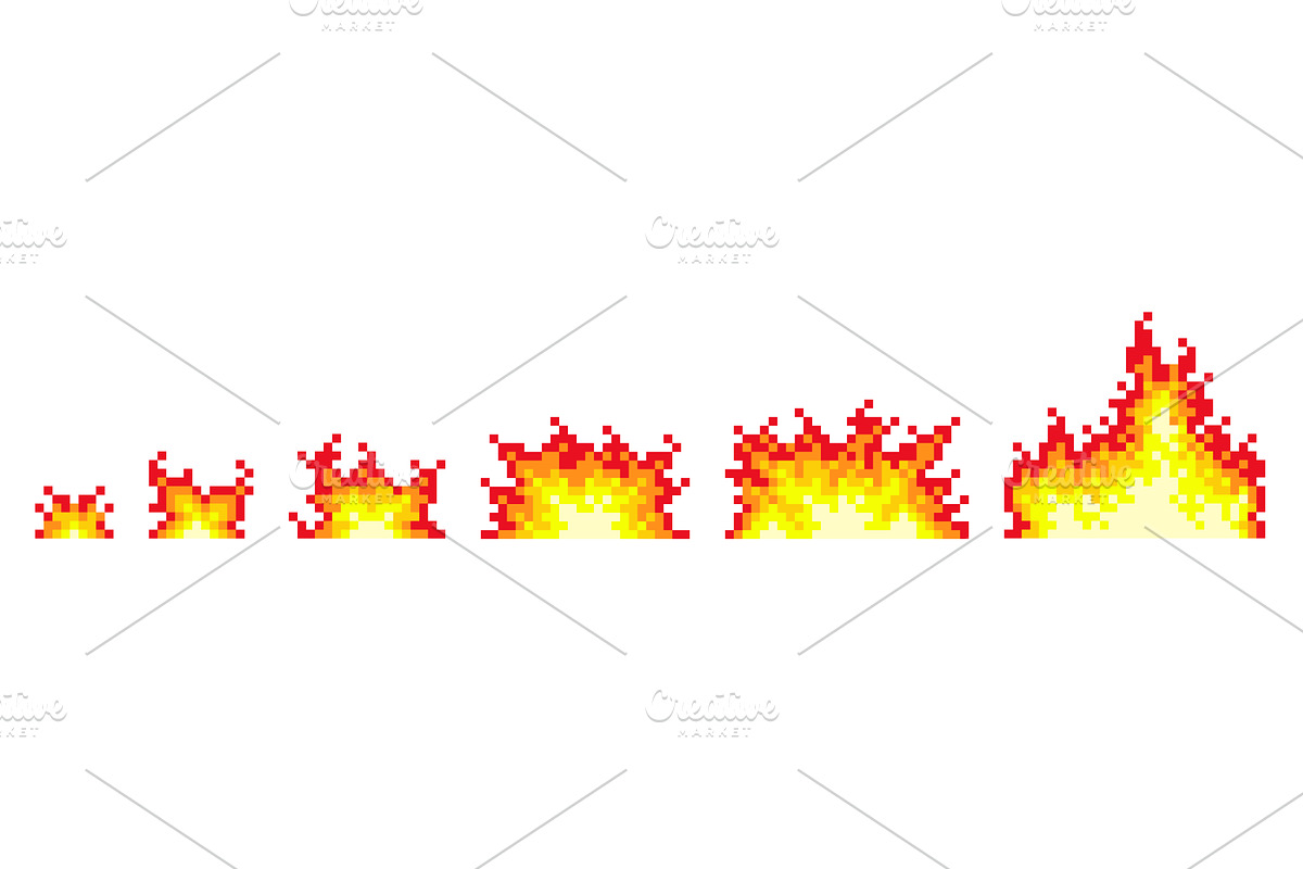 Pixel fire flame effect. Ignition, an Object Illustration by YummyBuum