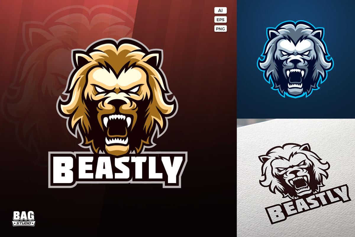 Golden and Silver Lion Esport Logo, a Branding & Logo Template by Bagstudio Shop
