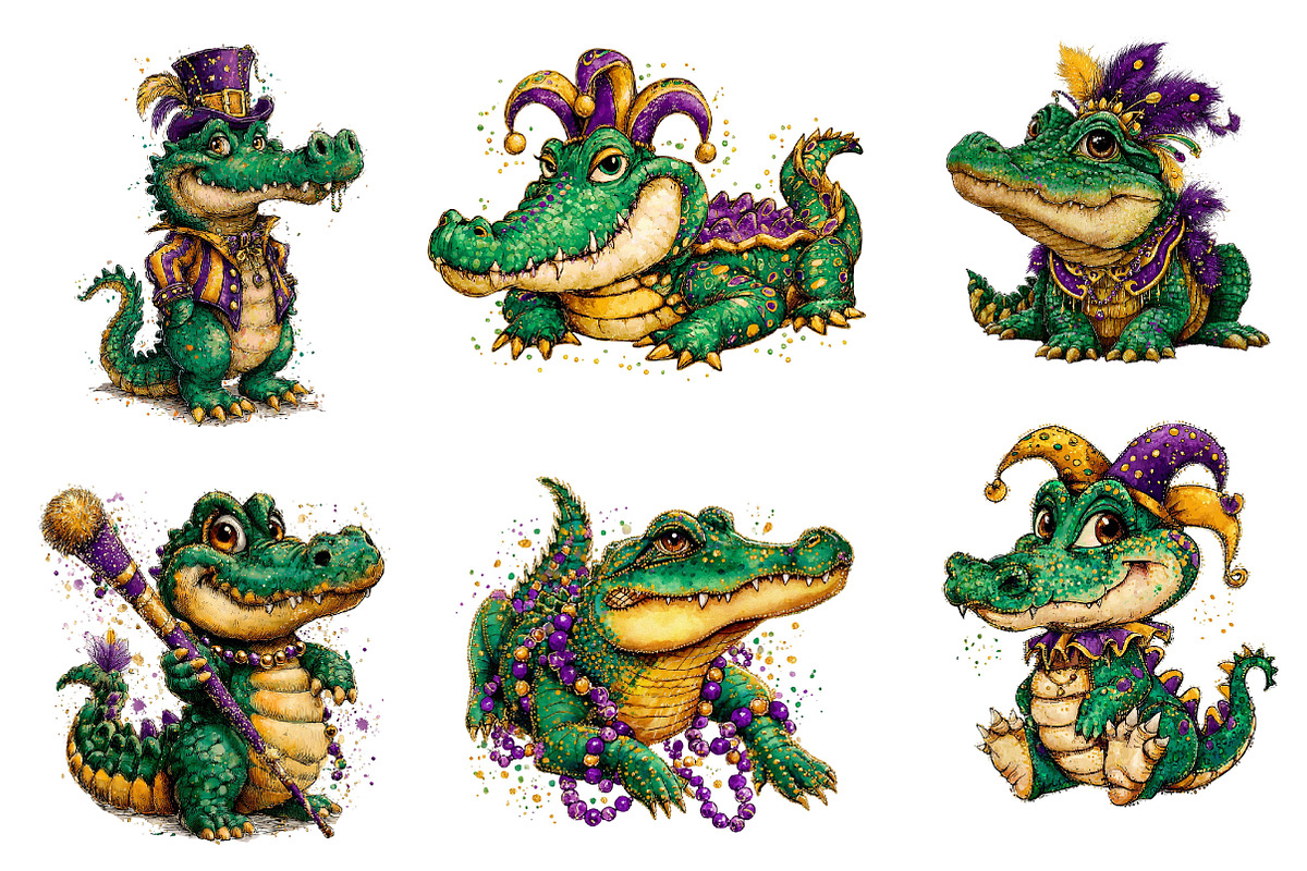 Mardi Gras Crocodile Clipart, an Illustration by Dream Creation (Photo 5 of 6)