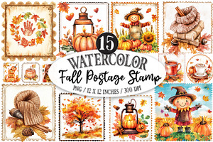 Fall Postage Stamp Clipart