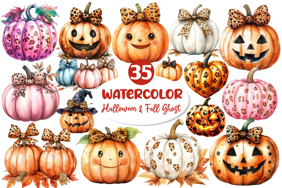 Fall Halloween Pumpkins Clipart, an Illustration by Dream Creation (Photo 1 of 4)