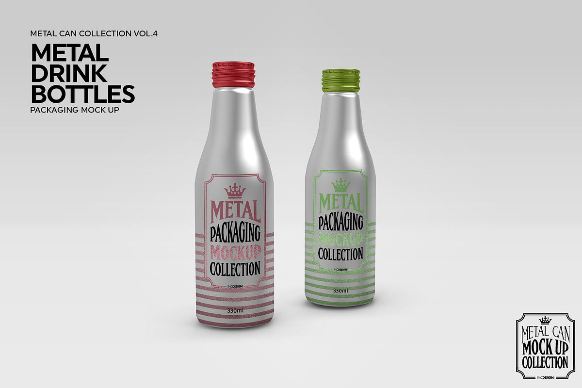 330ml Metal Drink Bottles Mockup, a Packaging Mockup by INCDesign (Photo 4 of 6)