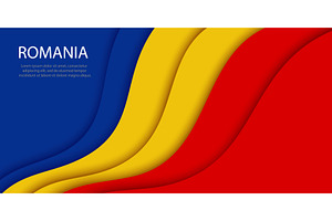 Vector papercut flag of Romania, a Decorative Illustration by Vector Tradition
