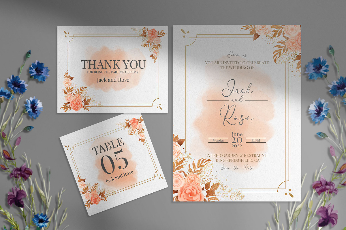 Watercolor Wedding Invitation Card, an Invitation Template by graphicacademypk (Photo 1 of 2)