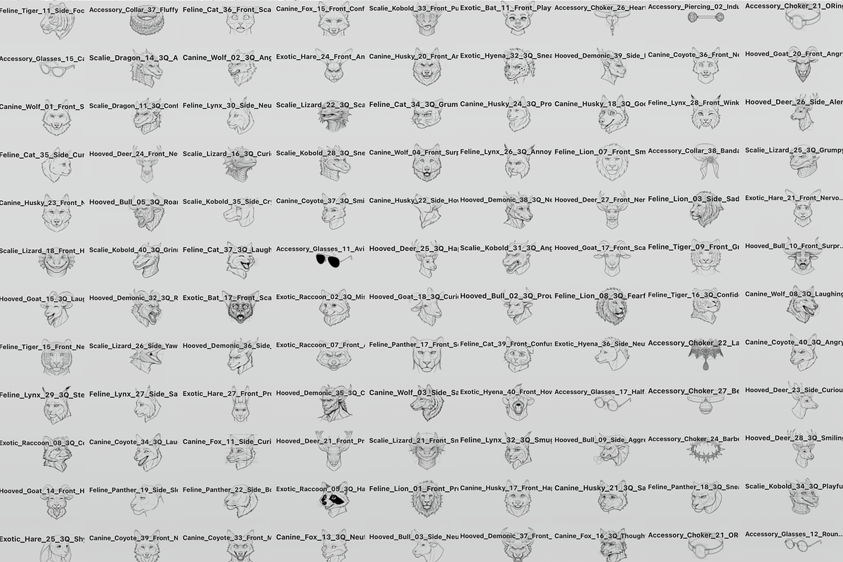 215 Furry Male Head Procreate Stamps, a Brush Add-On by Selentaori Studio (Photo 3 of 13)