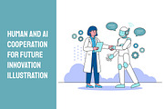 Human & AI Cooperation Illustration, a Technology Illustration by Partikusi Design (Thumbnail 1 of 3)
