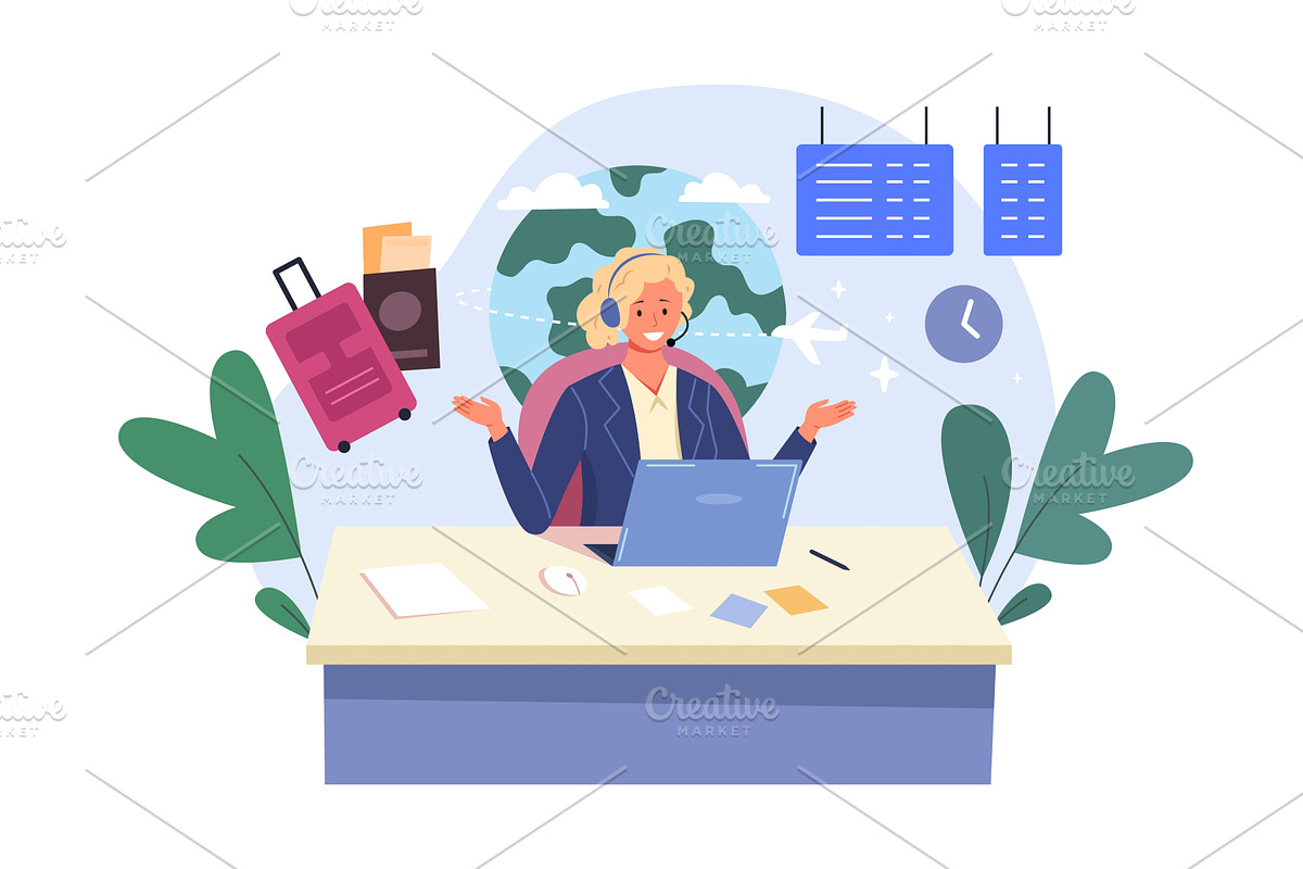 Tour manager. Woman travel agent, a Person Illustration by Stock-Smart-Start