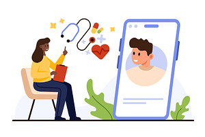 Telehealth Consultation Embracing, a Technology Illustration by Flashvector