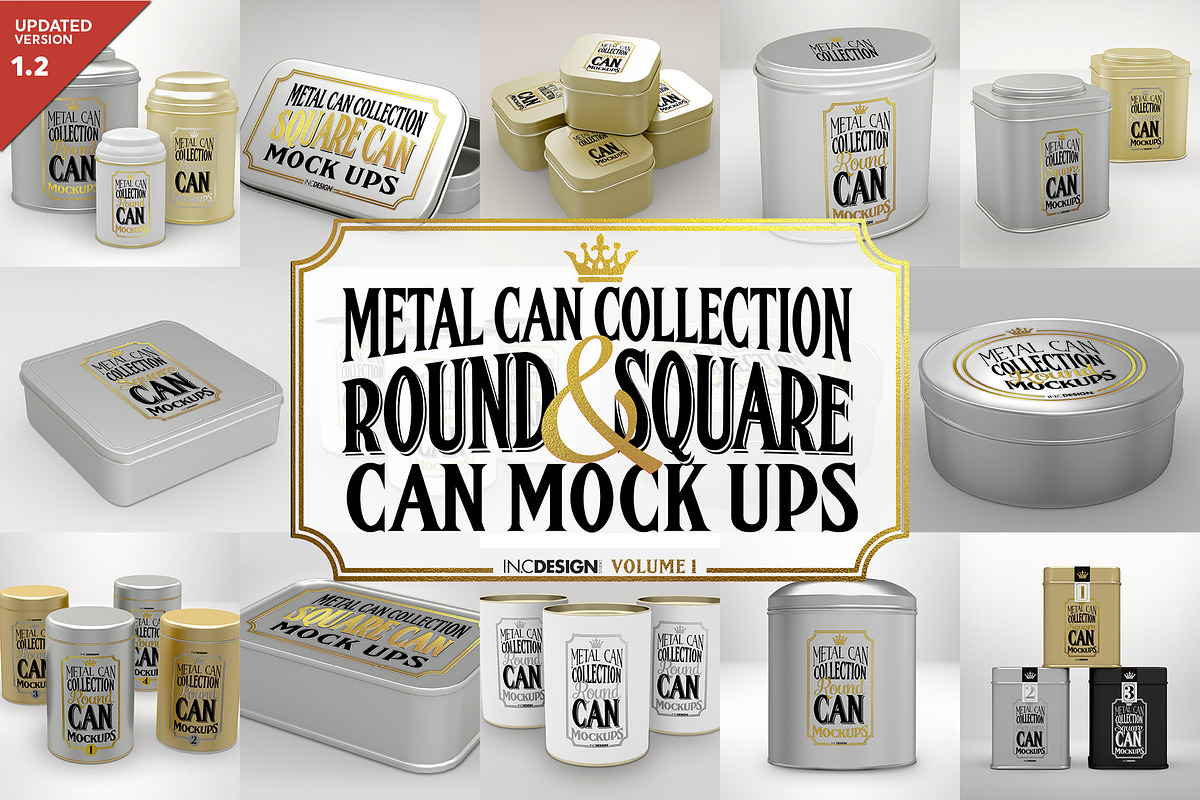 Vol1. Metal Can Mockup Collection, a Cups & Container Mockup by INCDesign (Photo 1 of 27)