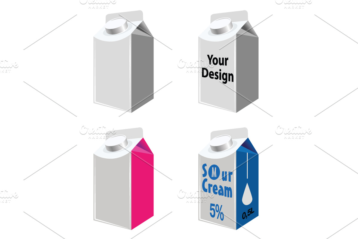 Mockaps packages of dairy products, a Cups & Container Mockup by Adamskyistudio (Photo 5 of 6)