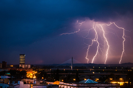 Lightning storm over city, a Nature Photo by Fotoeventis