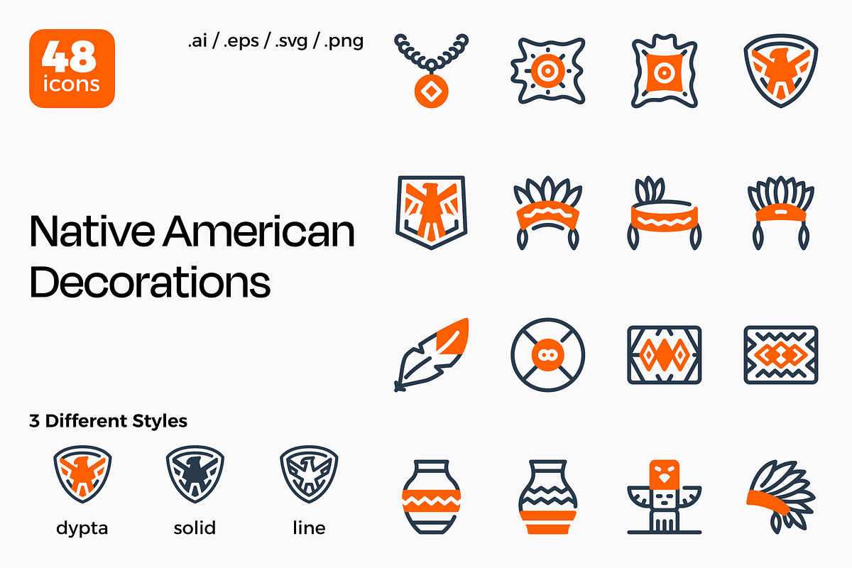 Native American Decoration Icon Set, a Duotone Icon by Eklip Studio (Photo 1 of 4)
