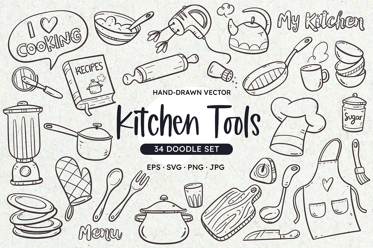 Kitchen Doodles - Cooking Utensils, an Object Illustration by insemar (Photo 1 of 5)