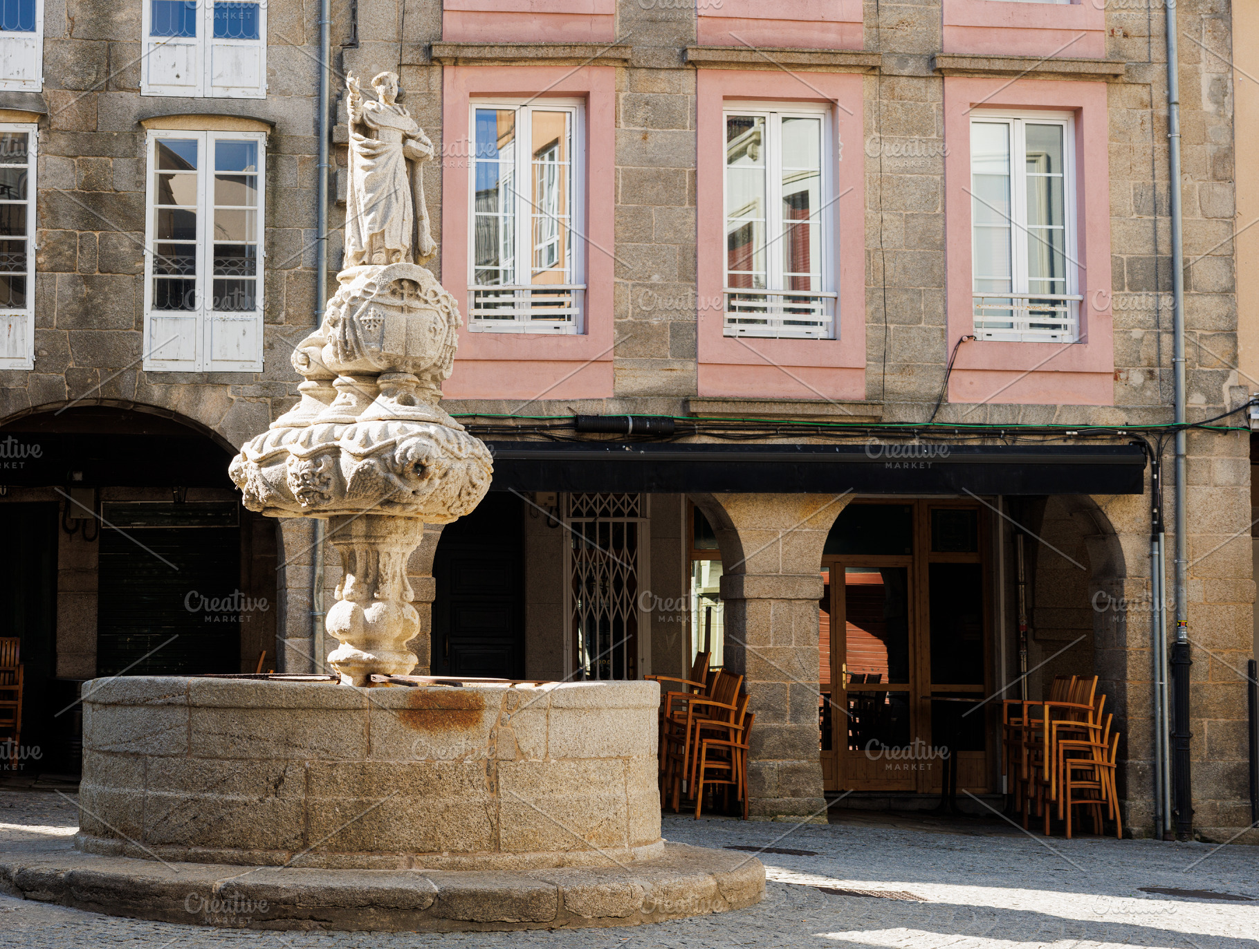 Baroque Stone Fountain of San Vicente, Praza do Campo, Lugo, Spa, an Architecture Photo by Bepslabor