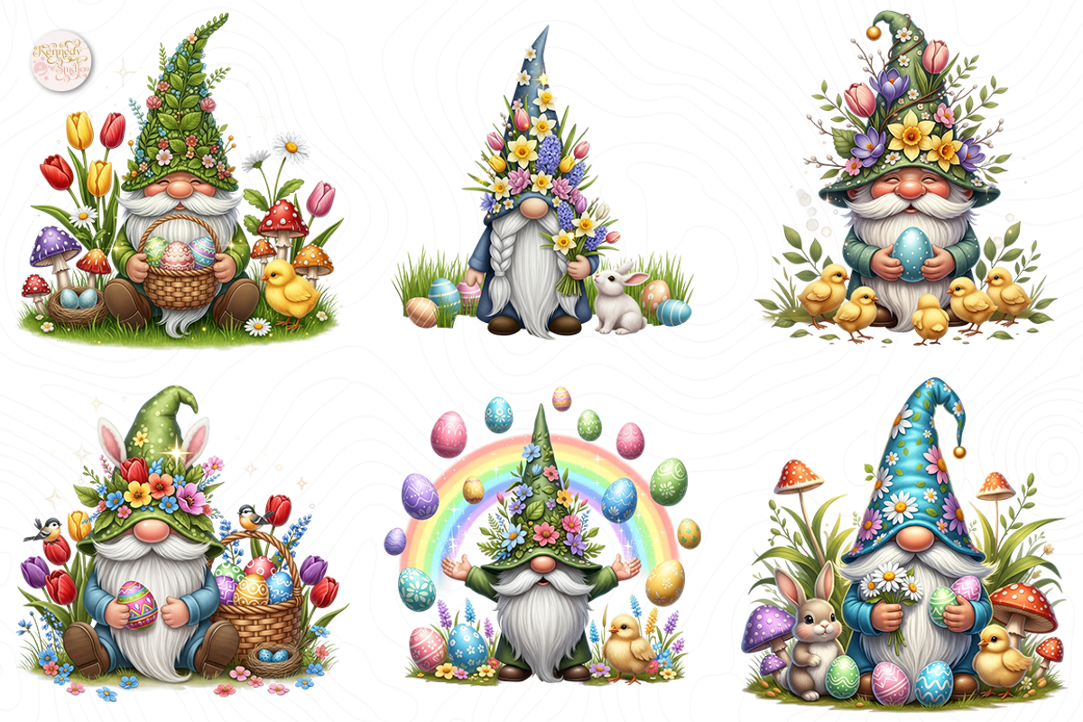 Spring Easter Gnomes PNG Clipart., an Object Illustration by KennedyStudio (Photo 3 of 5)