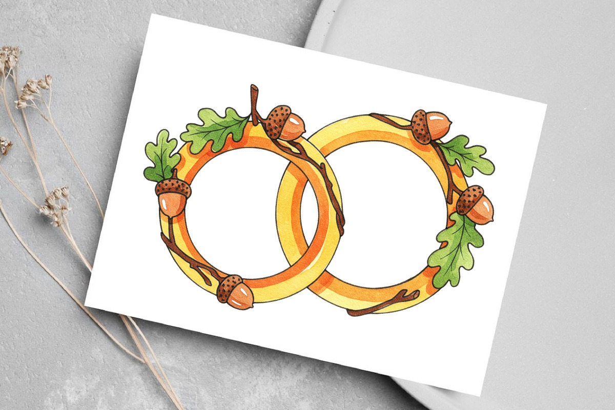 Watercolor Autumn Wedding Clipart, a Seasonal Illustration by Canvas Craft (Photo 6 of 8)