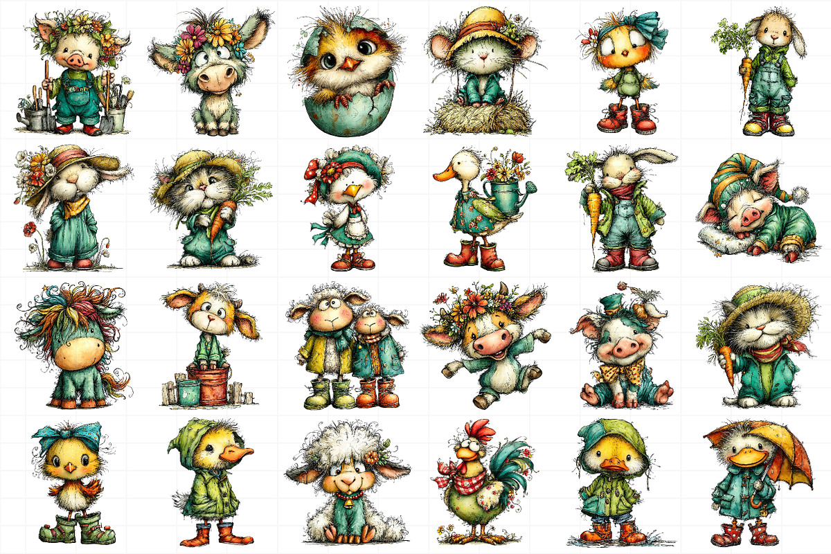 Whimsical Farm Animal Clipart, an Illustration by Daily.Designs (Photo 3 of 5)