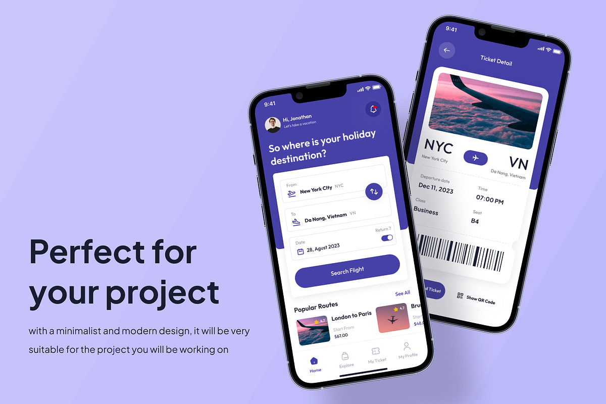 Arrived - Flight Booking App Ui Kits, an UI Kit Template by Minialis (Photo 3 of 6)