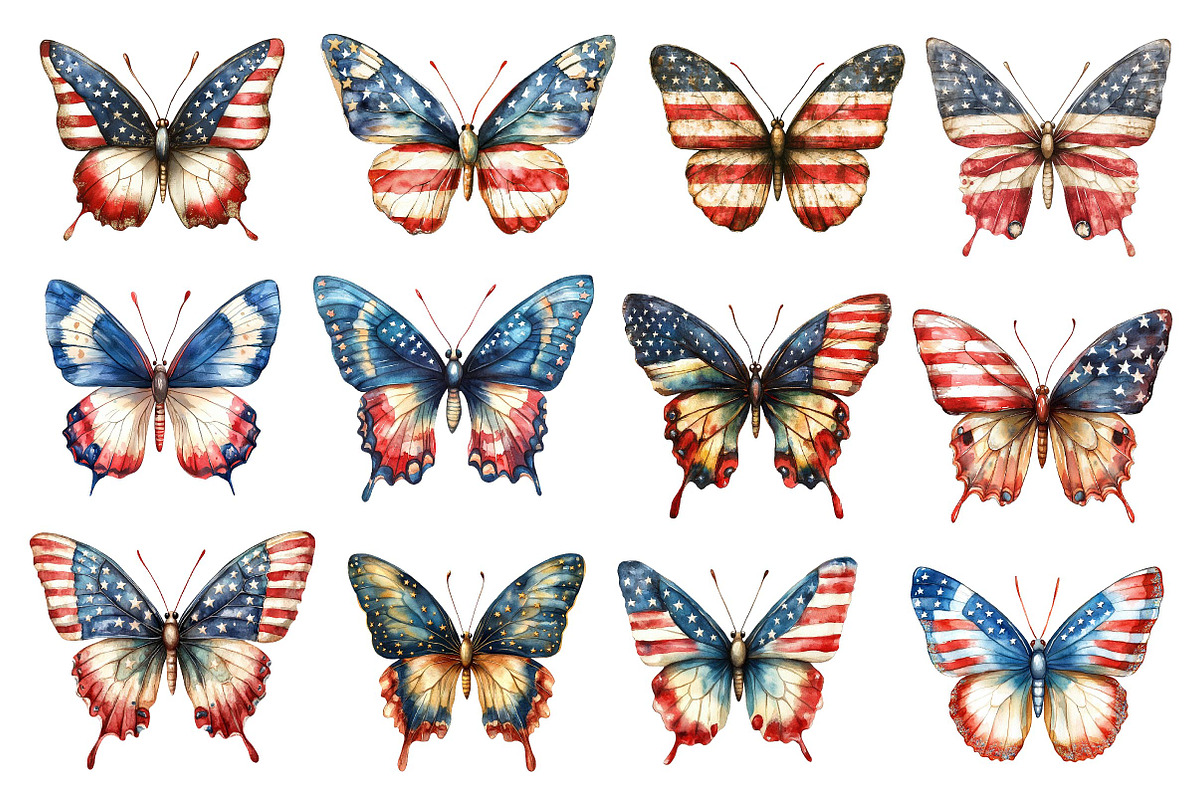 American Flag Butterfly Clipart, an Illustration by Dream Creation (Photo 3 of 4)