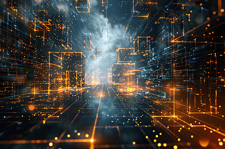 An abstract image of a 3D digital tu, a Photo by LOGOCREATIVE