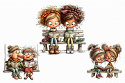 Bench friends Women reading Clipart, an Illustration by Libby Wishes (Thumbnail 3 of 8)
