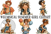 Whimsical Summer Girl Clipart, an Illustration by OK Design (Thumbnail 2 of 6)