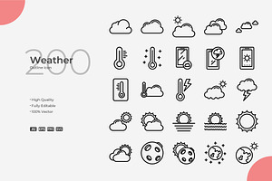Weather Outline Icons, an Outline Icon by Bloodline